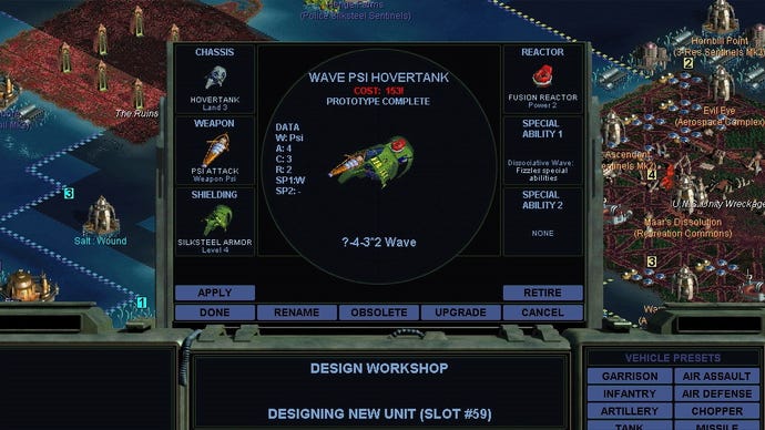 A hovertank in sci fi space strategy game Sid Meier's Alpha Centauri