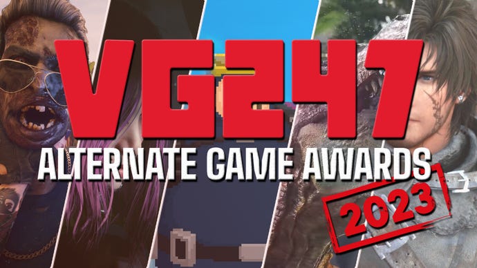 The text "VG247 Alternate Game Awards 2023" over a collage of big games released in the year.