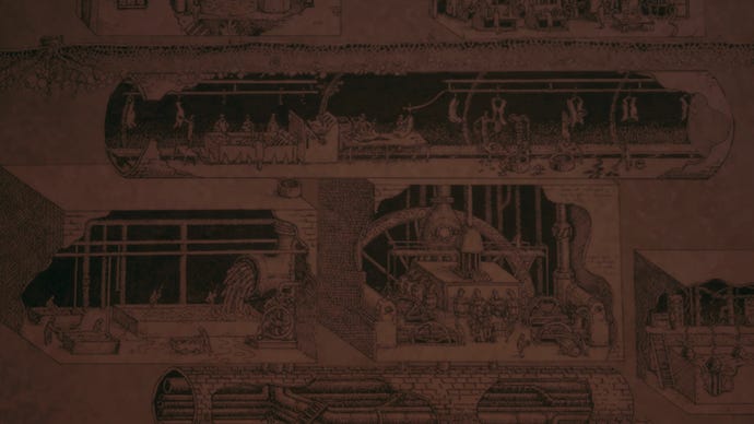 An illustration of a meat factory in Amnesia: A Machine For Pigs
