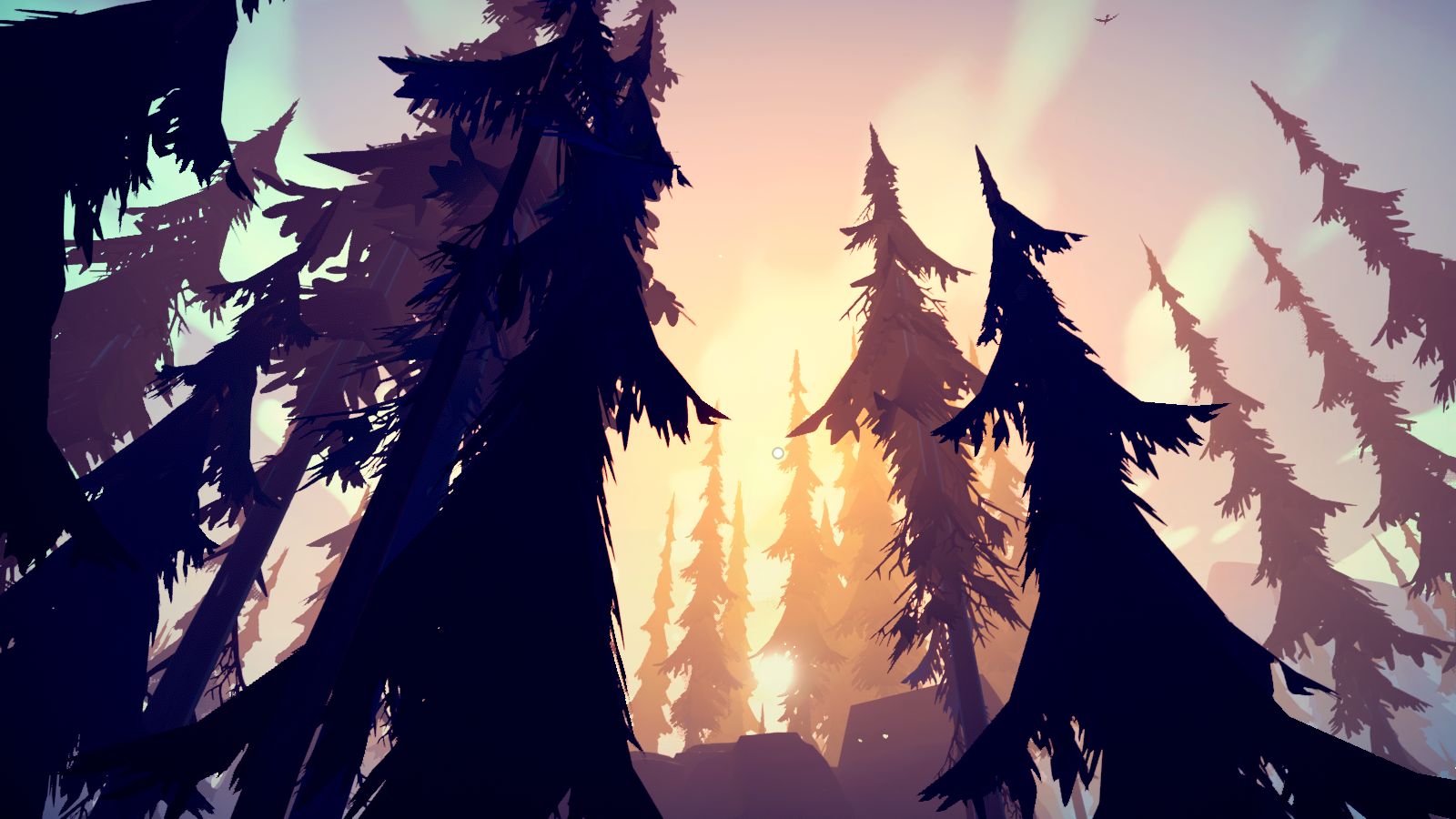 The treetops at golden hour in Among Trees