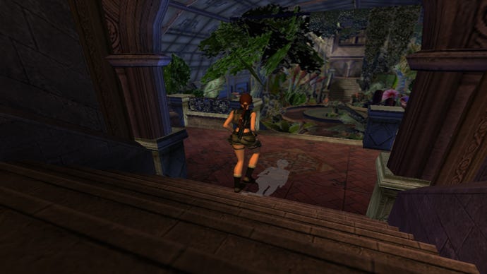 Lara Croft runs through a botanical garden in Tomb Raider: Angel Of Darkness