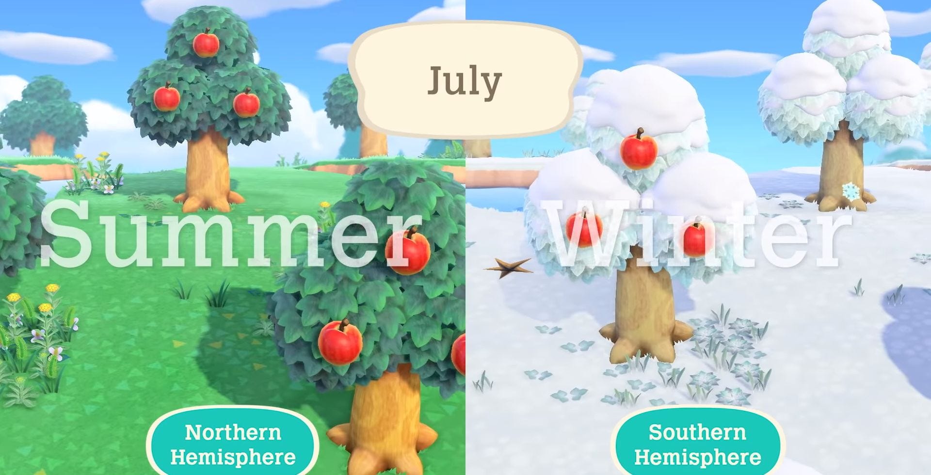 Animal Crossing New Horizons Jahreszeiten erklärt, was Nord und