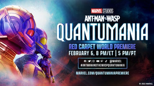 Watch the full Ant-Man and the Wasp: Quantumania red carpet on February 6