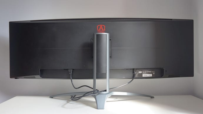 A photo of the AOC Agon AG493UCX gaming monitor from the back