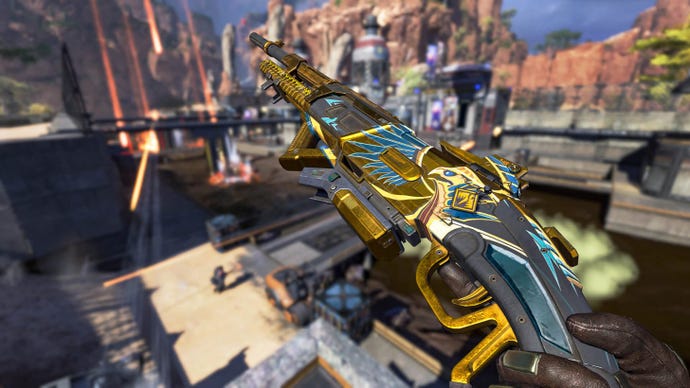 A pretty gold 30-30 Repeater gun skin in Apex Legends.