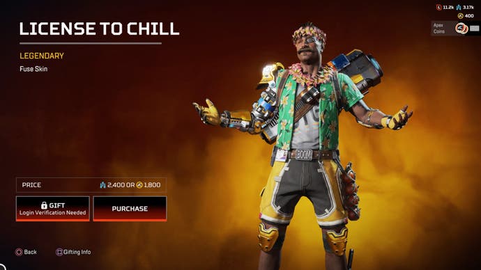 apex legends license to chill legendary fuse skin