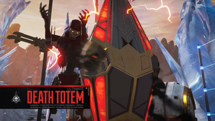 A screenshot from the Meet Revenant Apex Legends trailer of Revenant summoning a Death Totem.