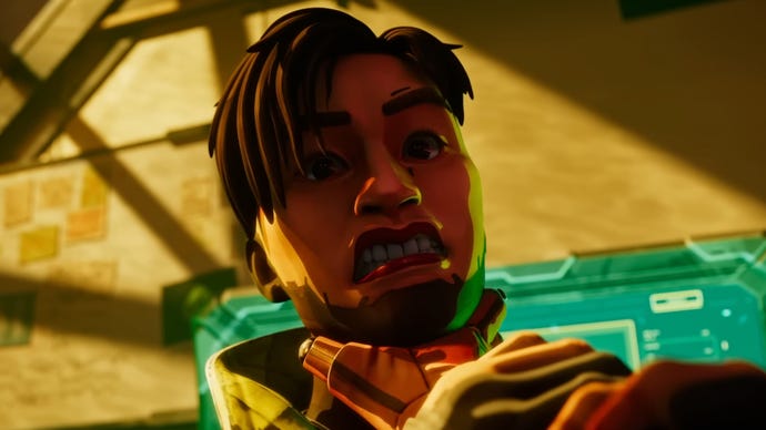 Crypto is grabbed by the neck and hoisted into the air in the Apex Legends Kill Code 2 cinematic.