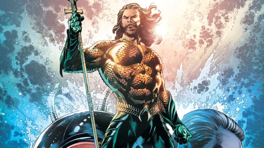 Aquaman stands in the ocean