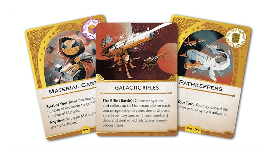 An image of cards from the newest version of Arcs.