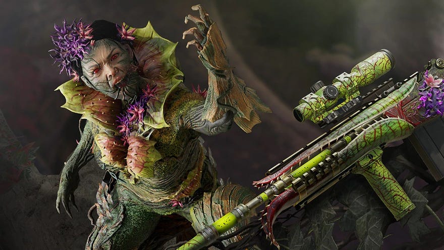 Rainbow Six Siege's Aruni dressed as a man-eating plant.