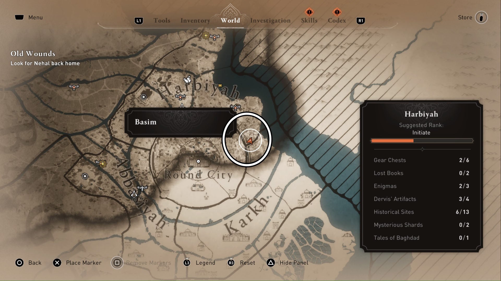 Assassins Creed Mirage, la ubicación del enigma del tesoro sagrado ha sido marcada con un círculo en el mapa mundial