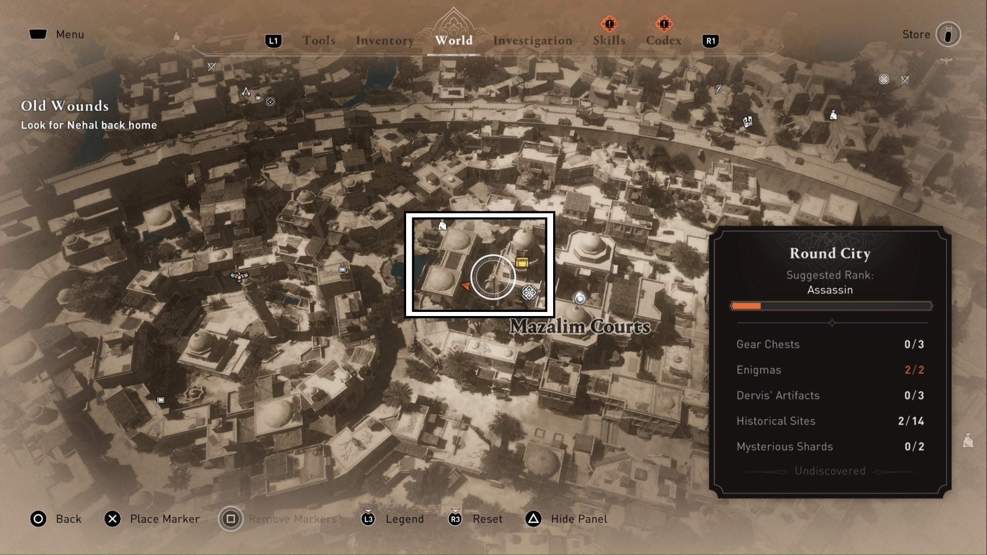 Assassins Creed Mirage, un regalo para ti, ubicación de recompensa enigma en el primer plano del mapa