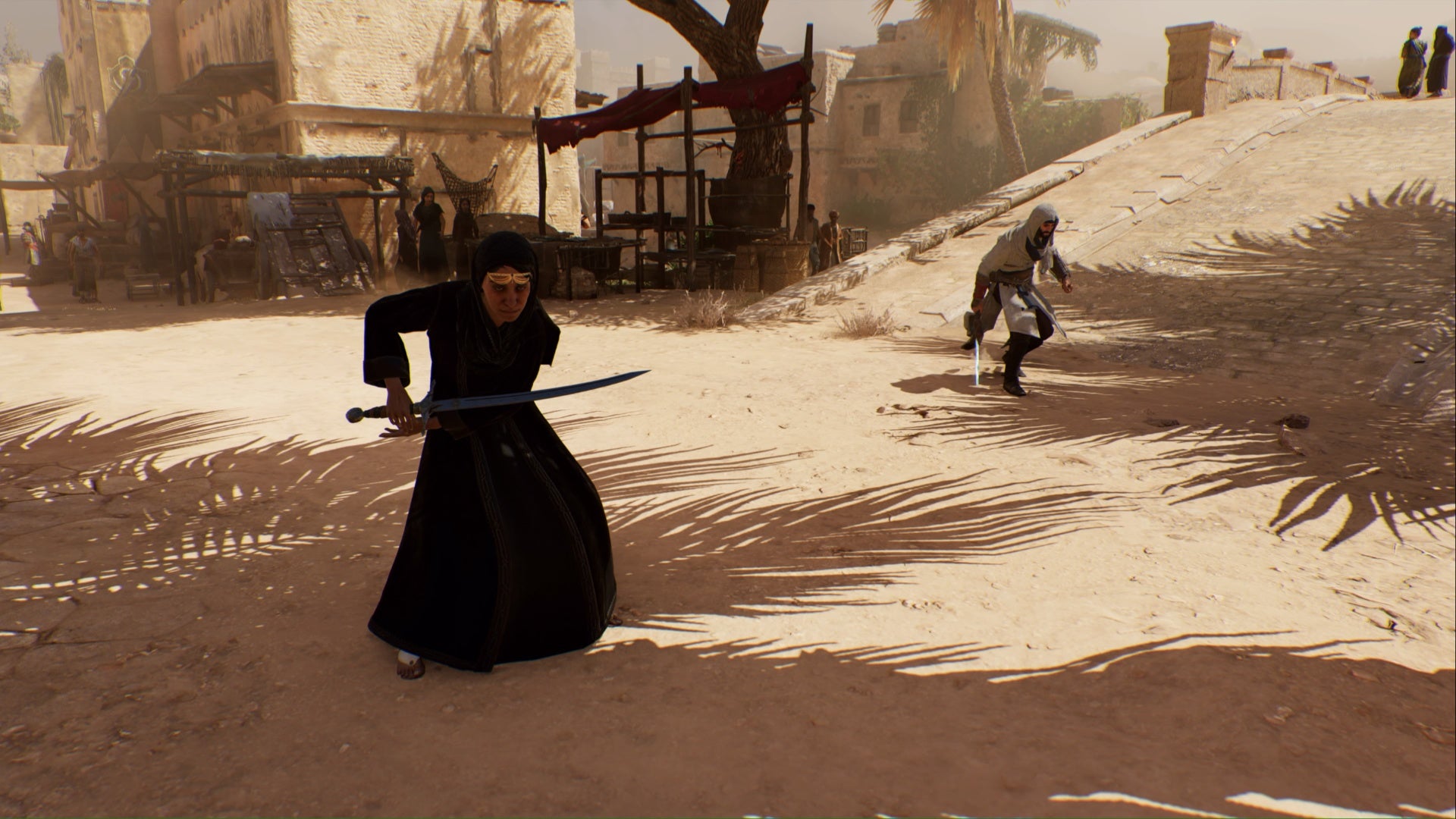 Assassins Creed Mirage Basim corriendo detrás de un objetivo de Harbiyah Tha'abeen