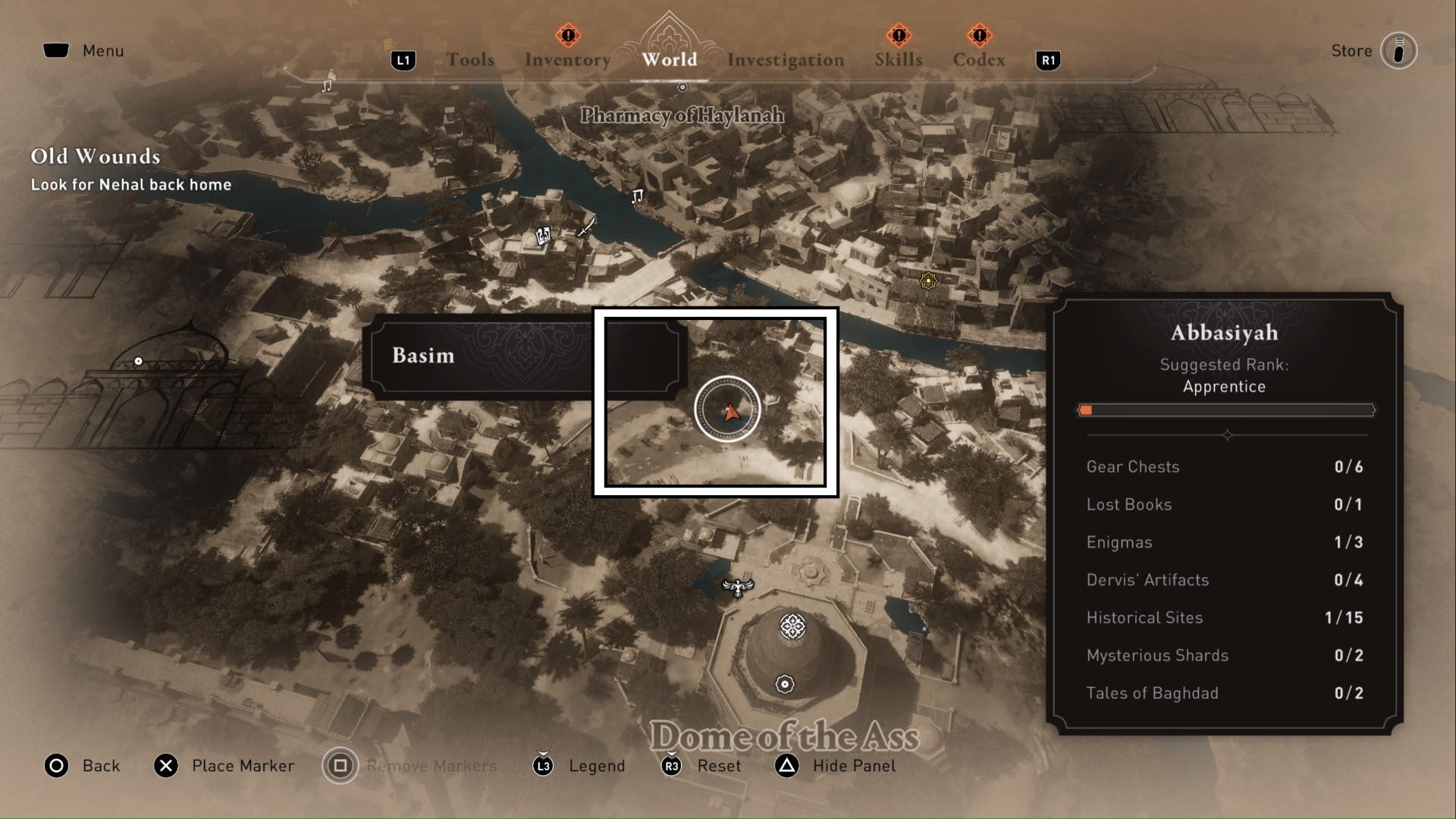 Assassins Creed Mirage delicia por la cúpula Enigma recompensa primer plano ubicación del mapa