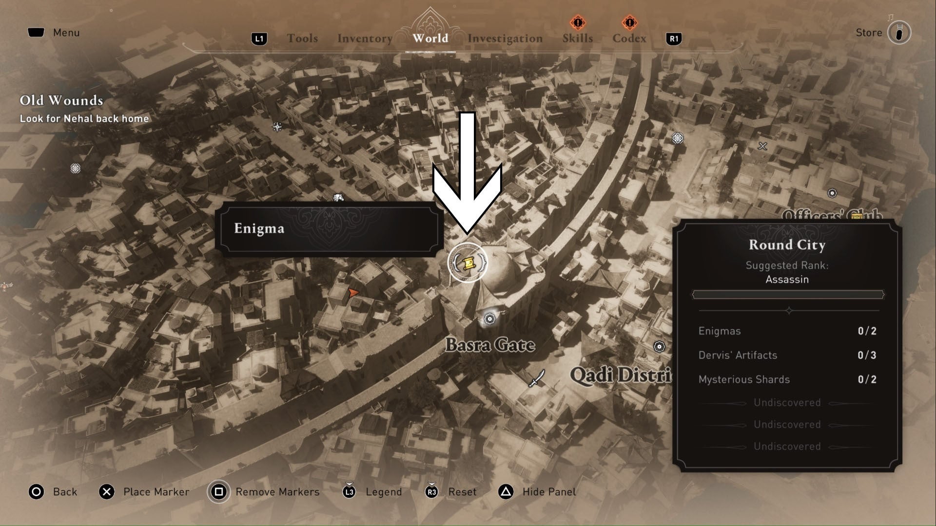 Assassins Creed Mirage solo recompensa enigma ubicación primer plano mapa