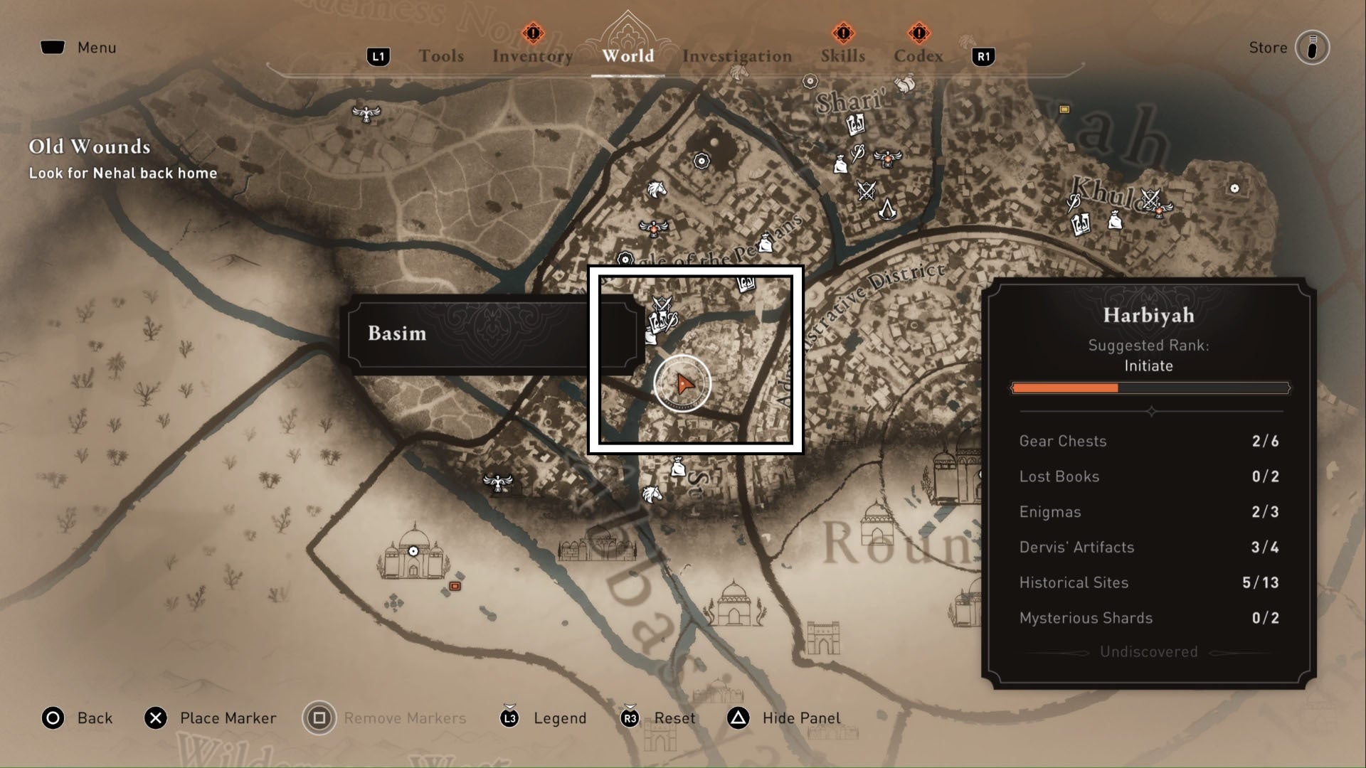 Assassins Creed Mirage, el distrito de calderas de jabón está resaltado en un mapa mundial reducido