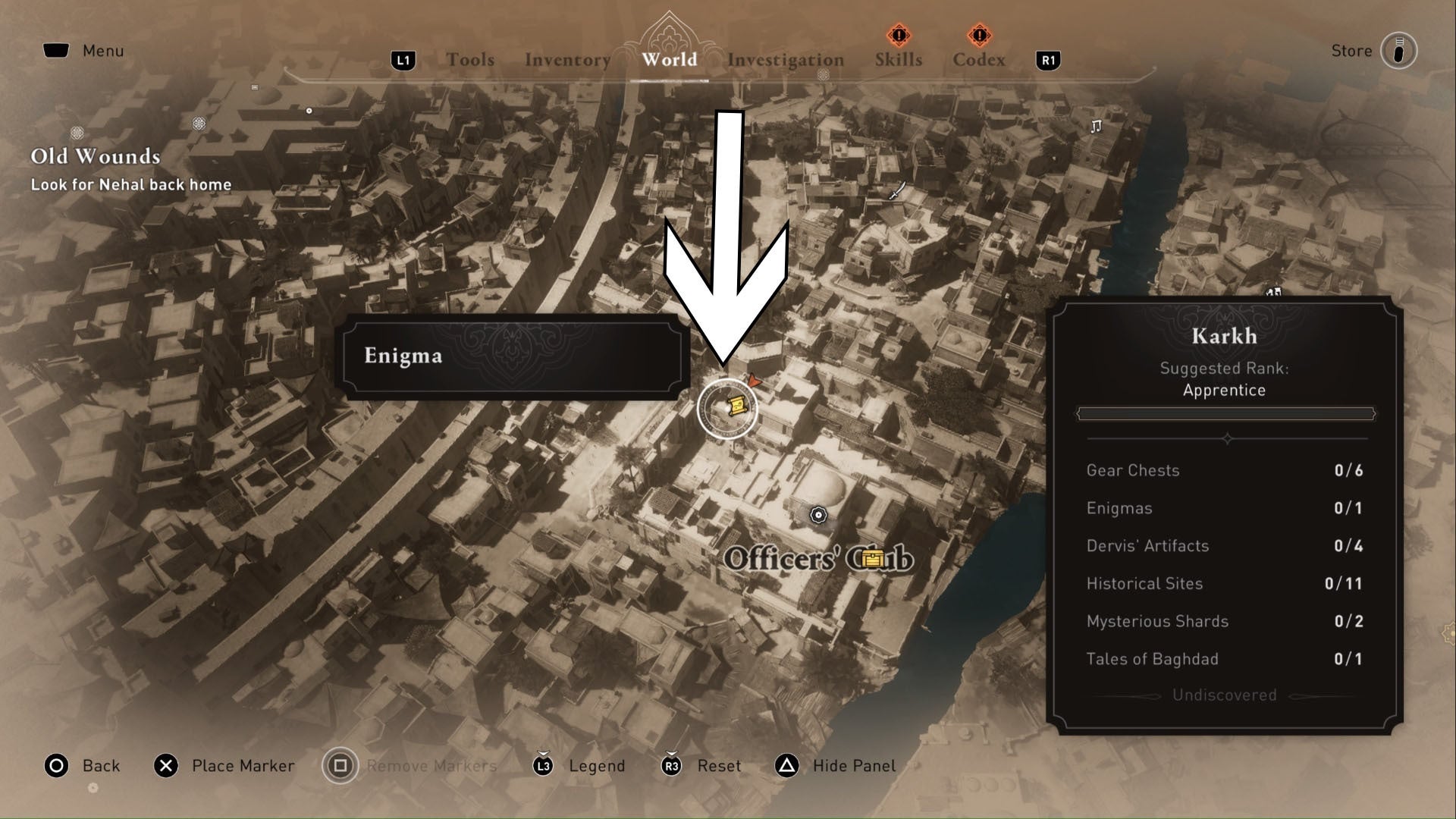 Assassins Creed Mirage resuelve este problema de ubicación enigma en el primer plano mapa
