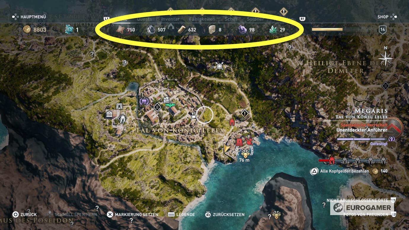 Assassin's Creed Odyssey: Uralte Tafeln, Holz und Obsidian finden
