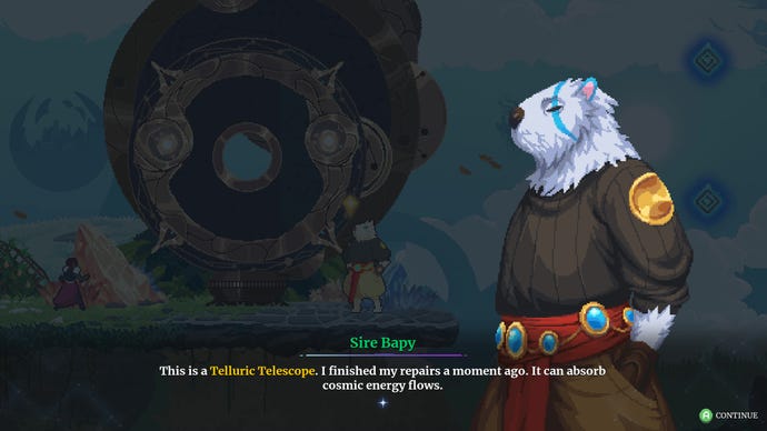 Speaking to a humanoid capybara warrior in Astral Ascent.