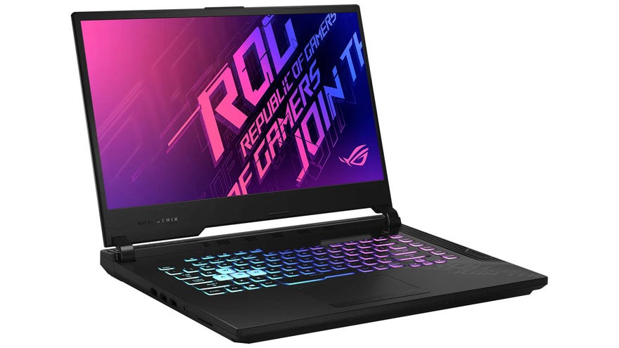 a photo of an assus rog strix g15 15-in gaming laptop with rtx 2060 and core i7