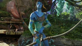 A Na'vi hunter holds a bow in Avatar: Frontiers Of Pandora.
