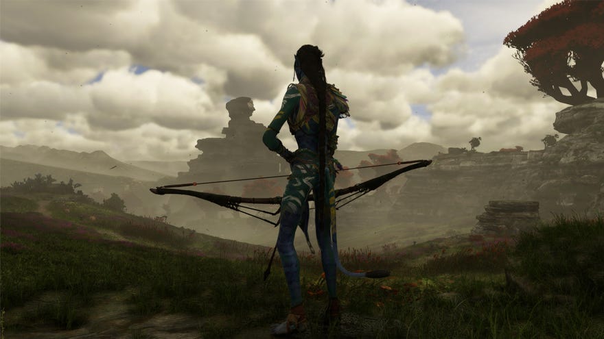 Screenshot of a Na'vi wielding a bow in Avatar: Frontiers of Pandora