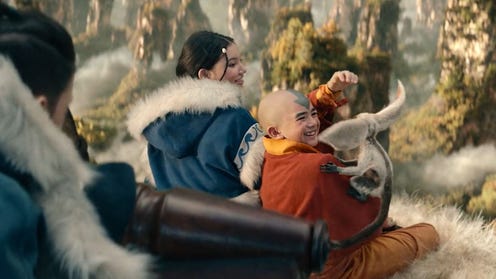 Still image from trailer featuring Aang