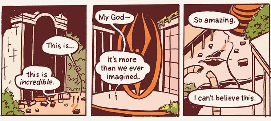 Three cropped comics panels from Safer Places