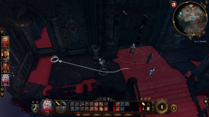 Astarion sneaking through a window into the Arcane Tower in Baldur's Gate 3