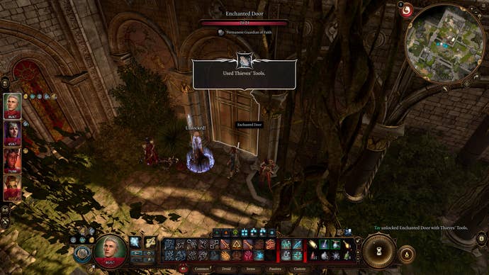Unlocking an enchanted door to find the Blood of Lathander in Baldur's Gate 3