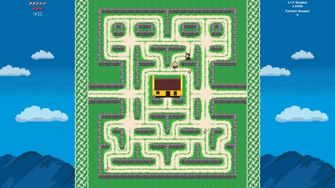 A Banshees Of Inisherin-themed Pac-Man grid in Banshees: The Game