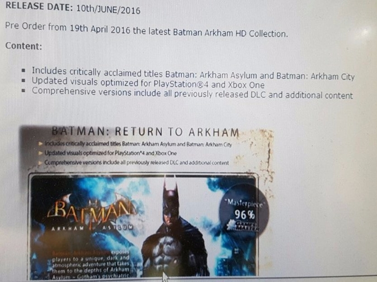Batman Arkham Collection Leaked For PS4 And Xbox One
