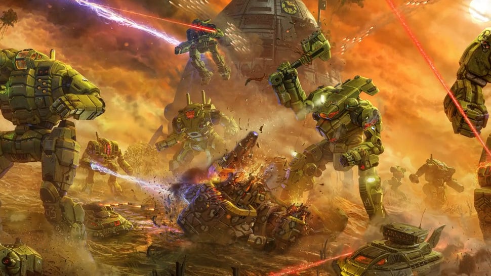 Promotional artwork for miniature wargame BattleTech: Mercenaries