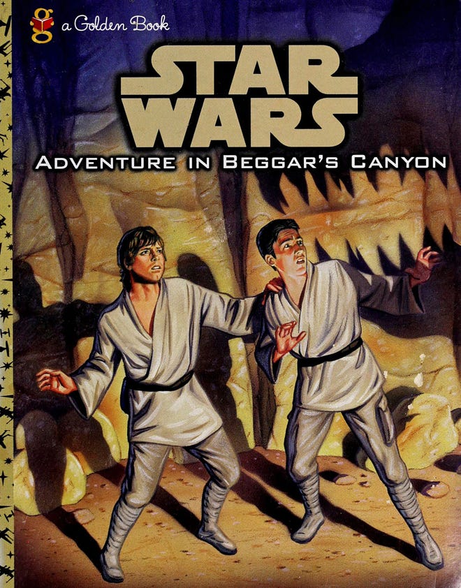 Cover of Adventure in Beggar's Canyon, featuring Luke and Windy trapped in a cave