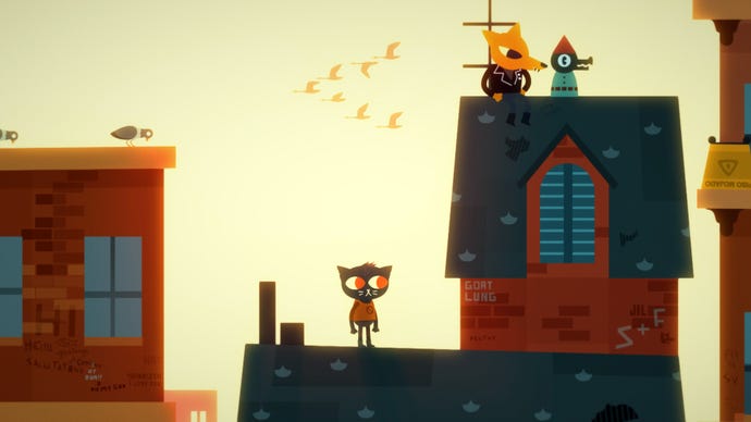 Mae Borowski from Night In The Woods standing on a rooftop