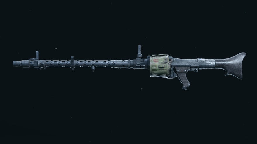 A screenshot of the MG34 LMG as it appears in the Call of Duty: Warzone Gunsmith.