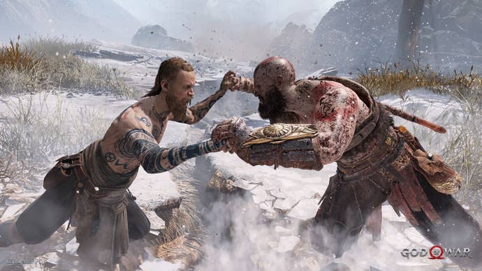 Kratos fights Baldur in one of the best PS5 games, God of War