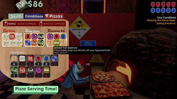 Baking pizza in a Betrayal At Club Low screenshot.