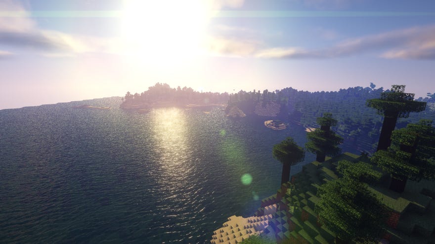 צילום מסך של Minecraft של נוף עם צללי אמונה