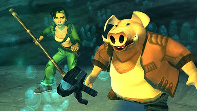 Jade and Pey'j from Beyond Good And Evil prepare to fight