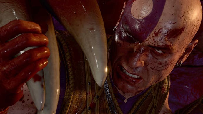 Das beliebte Baldurs Gate Hero Minsc ist hier aus der Nähe zu sehen und entkommt aus den blutigen Kiefern einer Mimic -Brust