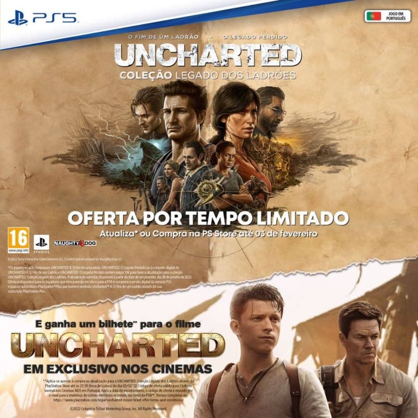 PS Store dará ingresso para o filme de Uncharted para quem comprar