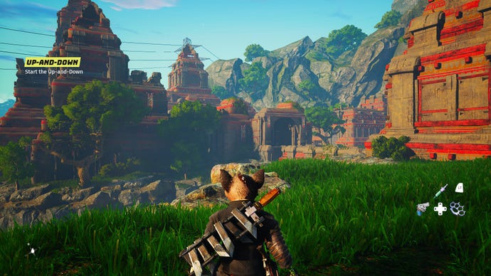 A leafy landscape in Biomutant using High graphics settings