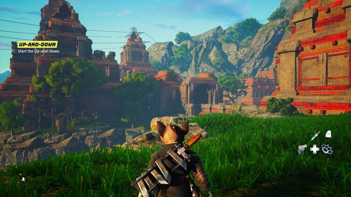 A leafy landscape in Biomutant using Medium graphics settings