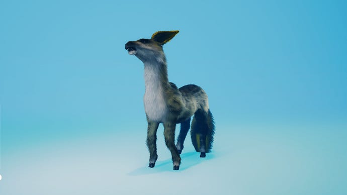 A Biomutant screenshot of the Old Amber Gnoat mount.