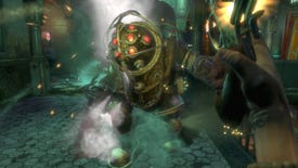 A Big Daddy confronts the player in Bioshock