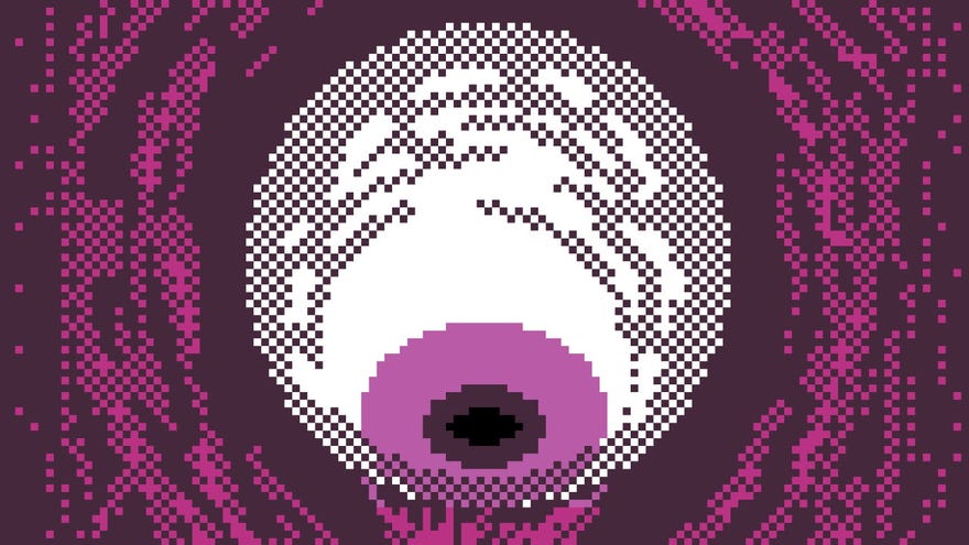 A giant eyeball from bitsy horror game Vitreous