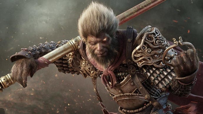 Key art from Black Myth Wukong showing the main character holding a sword