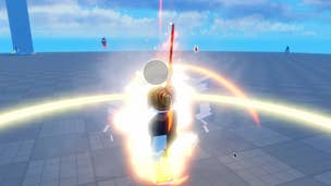 A Blade Ball character activates the powerful Rapture ability in the popular Roblox experience.